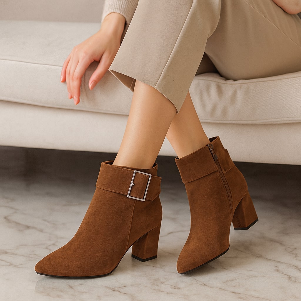 Alessia Suede Buckle Boot